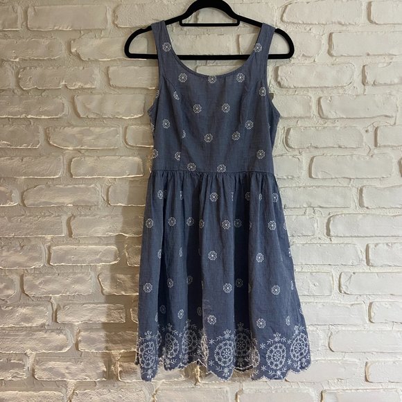 3/$15 Embroidered Linen Dress with Key-hole Back - Picture 2 of 9